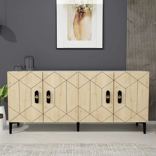 Consola, Hanah Home, Cross KB150, 150x75x35 cm, Stejar alb / safir