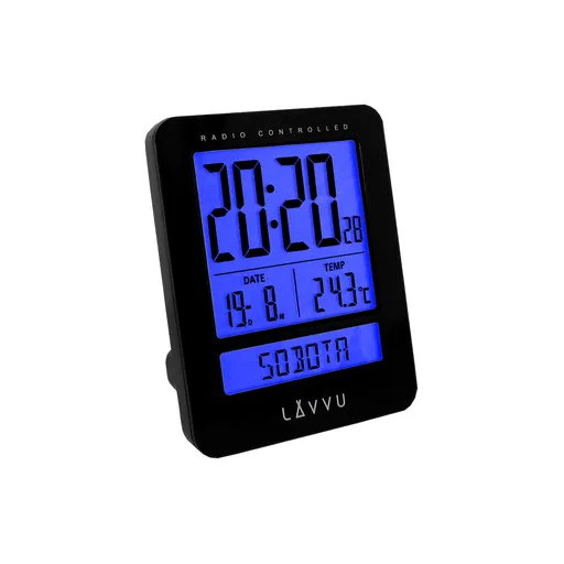 Ceas deșteptător digital Lavvu Duo Black  LAR0021, 9,2 cm, negru