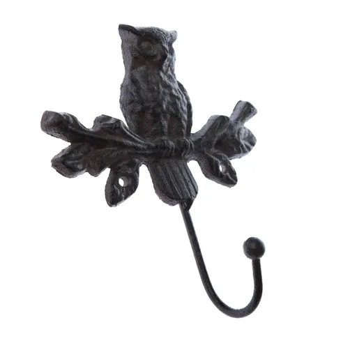 Cârlig din fontă Sova negru, 15 x 15 cm