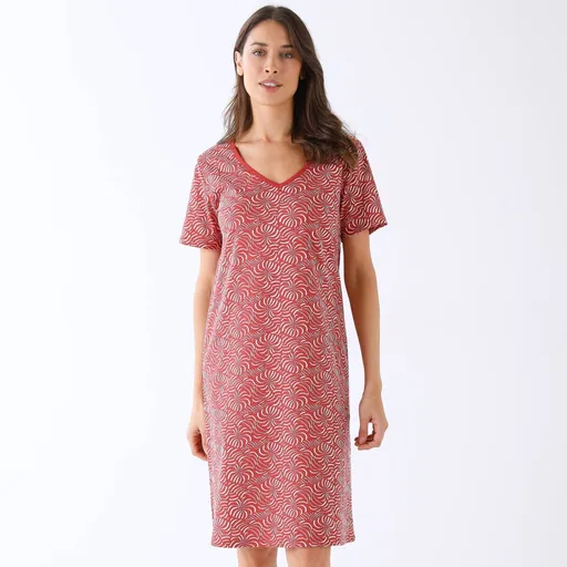 Cămașă de noapte cu mânecă scurtă și imprimeu cu frunze