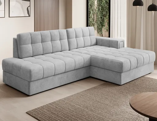 Coltar extensibil dreapta 3 locuri ELTAP, RT-84MO, Blezalt, 240x150x82 cm, lemn/poliester, gri deschis