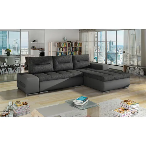 Coltar extensibil dreapta 4 locuri ELTAP, Ov15, Ottavio, 275x180x85 cm, lemn/poliester, gri inchis/gri