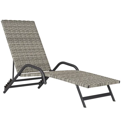 Outsunny Șezlong chaise longue din rășină impletită inclinabil și reglabil în 4 niveluri în formă de S, 156x62x96cm maro | Aosom Romania