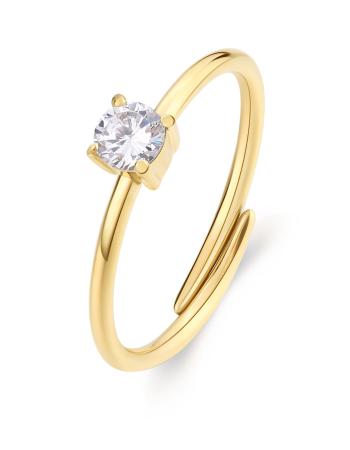 S'Agapõ Inel placat cu aur cu zirconiu cubic Dazzly SDZ37