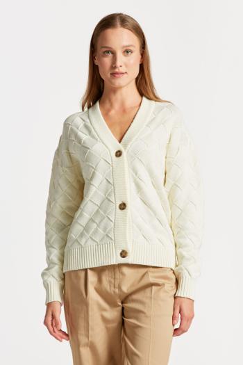 PULÓVER GANT D2. WEAVE KNIT CARDIGAN CREAM