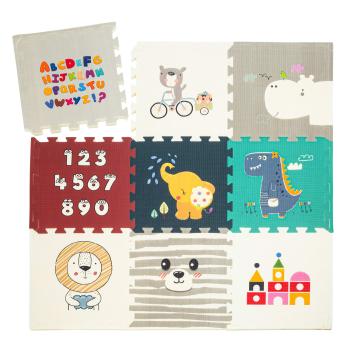 Babify Star Ibaby, Animale Puzzle pentru copii, covoraș - 1,5 cm grosime, antiderapant, extra mare, cu două fețe, rezistent la apă, portabil, pentru copii mici și sugari (165x165x1,5 cm)