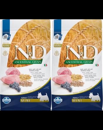 FARMINA N&amp;D Ancestral Grain Lamb &amp; Blueberry Adult Mini dog alimente caini rasa mica 2 x 2,5 kg