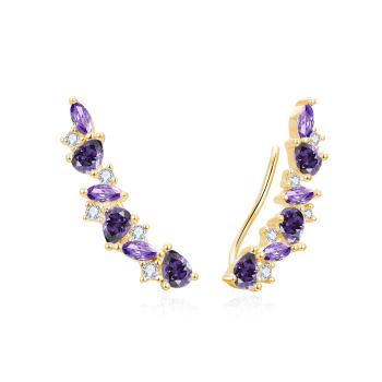 Beneto Cercei minunați longitudinali cu pietre de zircon violet AGUP3299F-GOLD