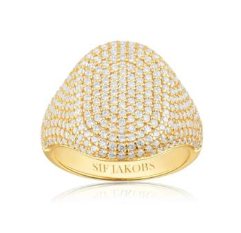 Sif Jakobs Inel distinctiv placat cu aur cu zirconii cubice Capizzi SJ-R42240-CZ-YG 54 mm