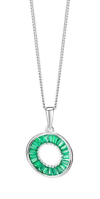 Preciosa Colier din argint cu zircon verde Twist Glamour 5418 66 (lanț, pandantiv)