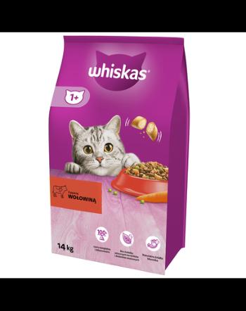 WHISKAS Adult 14 kg - hrana uscata pentru pisici adulte carne de vita delicioasa