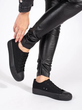 Adidași clasici cu platformă neagră pentru femei