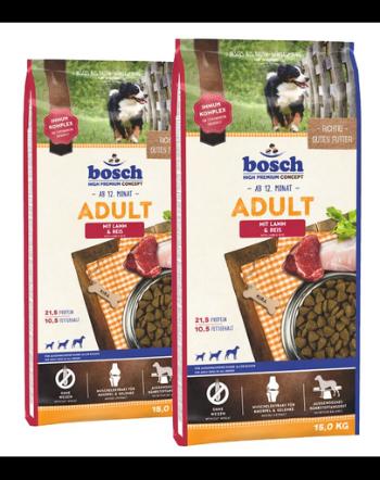 BOSCH Hrana uscata pentru caini adulti, cu miel si orez 30 kg (2 x 15 kg)