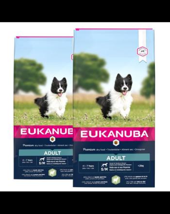 EUKANUBA Adult Small&amp;Medium Breeds Lamb&amp;Rice 24 kg (2 x 12 kg) hrana uscata caini adulti talie mica/medie