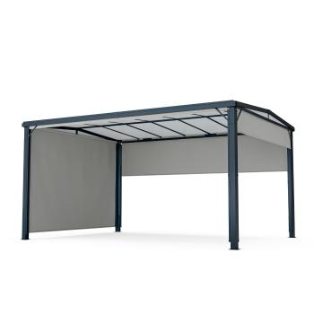 Blumfeldt Pantheon Cortina Solid Sky Pergola 3x4, rezistent la intemperii, acoperit cu pulbere, panouri laterale