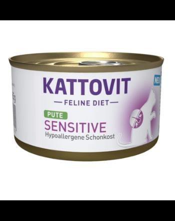 KATTOVIT Feline Diet Sensitive Turkey hrana umeda dietetica pentru pisici cu intolerante, alergii alimentare, curcan 85 g