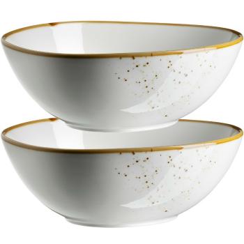 Mäser Set de 2 boluri ovale Pintar Puncte maro alb22 x 19 cm, maro