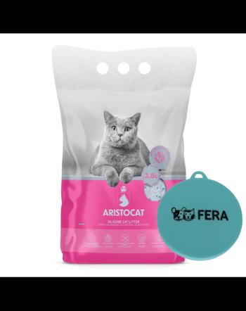 ARISTOCAT Nisip din silicon pentru litiera pisicilor, silica fara miros 3.8 L + FERA capac pentru conserve gratis