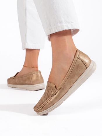 Mocasini moderni de aur pentru femei fără toc