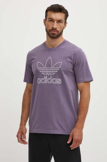 Bavlněné tričko adidas Originals Trefoil Tee fialová barva, s aplikací, IR7992