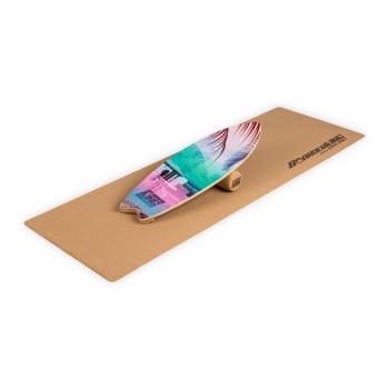 BoarderKING Indoorboard Wave, placă pentru echilibru, covor, cilindru, lemn / plută