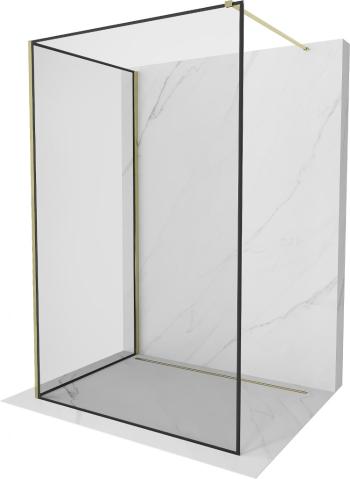 MEXEN/S Kioto Sprchová zástěna WALK-IN 120 x 70, černý vzor, zlatá 800-120-212-50-70-070