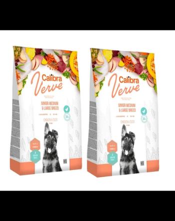 CALIBRA Dog Verve GF Junior Medium Large Chicken&amp;Duck hrana uscata fara cereale pentru caini juniori de talie medie/mare 24 kg (2 x 12 kg)