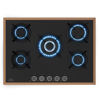 Klarstein Plită pe gaz Lumiflame, 5 arzătoare, cadru din cupru, aprindere electrică, putere 10,4 kW