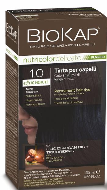 Biokap BIOKAP DELICATO RAPID vopsea de păr - 1.0 Negru natural 135 ml