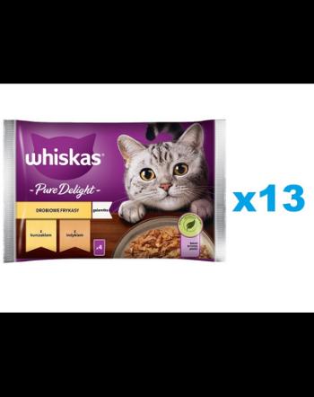 WHISKAS Pure Delight 52x85g hrana pisici adulte, bucati de pui si curcan in aspic