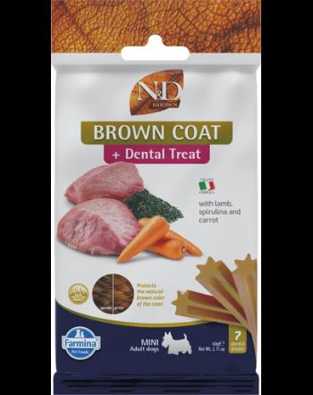 FARMINA N&amp;D Brown Dental Treat Coat Lamb Mini 60 g gustare dentara caini de rase mici, cu miel