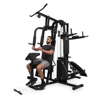 KLARFIT Ultimate Gym 9000, stație de fitness, 7 locuri, până la 120 kg, oțel QR, negru