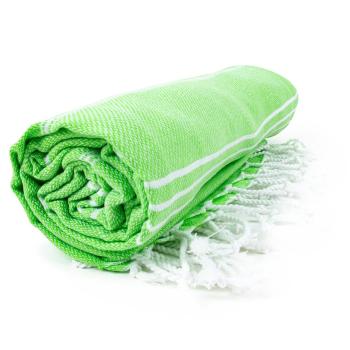 The One Towelling Plážová osuška Hamam Sultan - Limetkově zelená / bílá | 100 x 180 cm