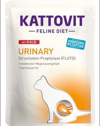 KATTOVIT Feline Diet Urinary hrana umeda dietetica pentru pisici in prevenirea pietrelor struvit, cu vitel 85 g