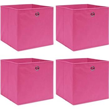 Úložné boxy 4 ks růžové 32 x 32 x 32 cm textil (288345)