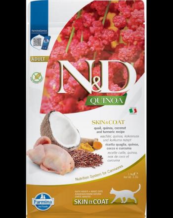 FARMINA N&amp;D Cat Quinoa Skin&amp;Coat Herring hrana uscata pentru pisici cu quinoa si prepelita 1,5 kg