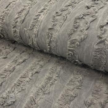 Bavlnená látka s ľanom Vintage Fringe Stripe grey