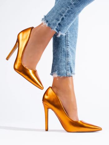 Pantofi portocalii frumos portocalii pentru femei pe toc stiletto