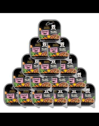 CESAR tMancare umeda caine, somon imbogatit cu ulei de peste, spanac si morcovi 16x100 g