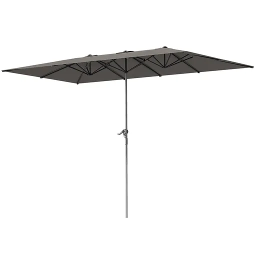 Outsunny Umbrelă Dublă de Grădină cu Manivelă și 12 Spițe din Aluminiu și Poliester, 4.5x2.6 m, Gri Închis | Aosom Romania