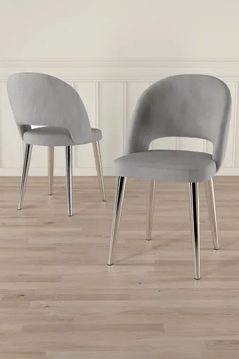 Set scaune 4 piese, Hanah Home, Pane, Gri/Crom