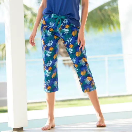 Pantaloni de pijama 3/4 cu imprimeu tropical