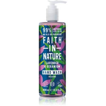 Faith In Nature Lavender & Geranium Săpun natural pentru mâini cu esente de lavanda 400 ml