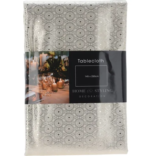 Față de masă din catifea gri deschis, 145 x 250 cm