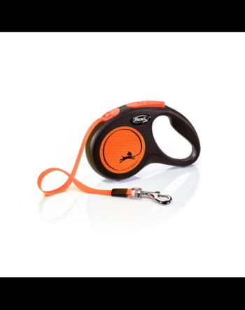 FLEXI New Neon lesa automata pentru caini, portocaliu, marimea S, 5 m