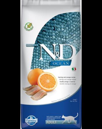 FARMINA N&amp;D Ocean Cat Adult Herring &amp; Orange hrana uscata pentru pisici cu hering si portocale 10 kg