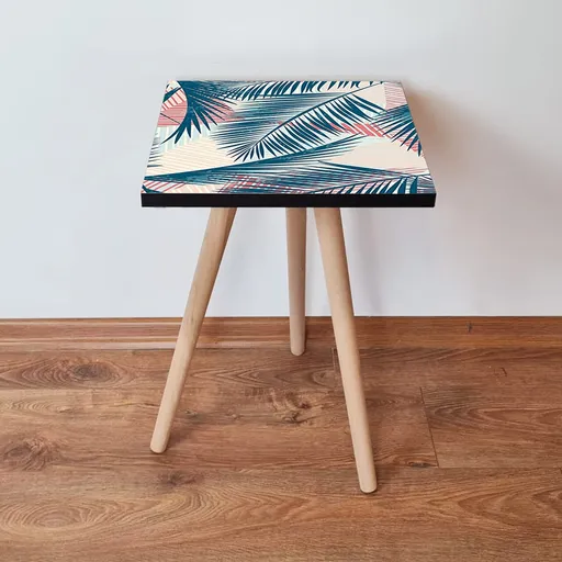 Masuta, Hanah Home, Shp208, 35x42x35 cm, Albastru / Roz / Crem