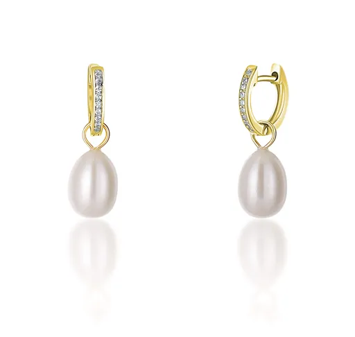 JwL Luxury Pearls Cercei rotunzi placati cu aur de ducesăKate cu perle reale și zirconii 3in1 JL0686