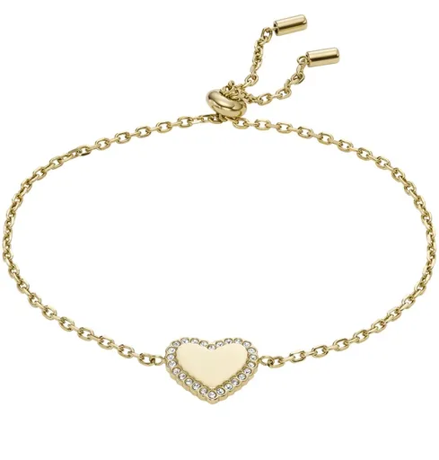 Fossil Brățară romantică placată cu aur Inimă cu zircon JOF00932710