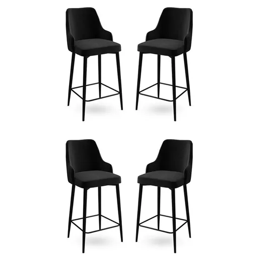 Set scaune  de bar 4 piese, Hanah Home, Enox, Negru